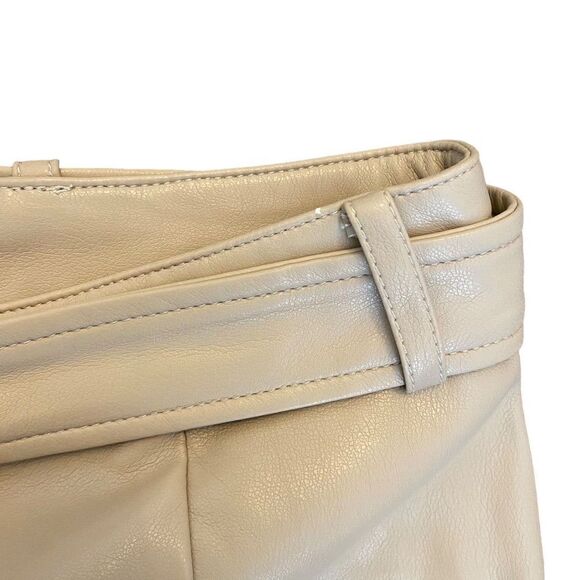Avec Les Filles Faux Leather High Rise Belted Cream Pants Size Small - Picture 9 of 14